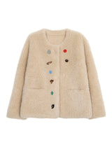 wool kitsch button round fur jacket