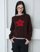STAR BUTTON KNIT - BROWN