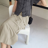 Abe nylon string cargo back banding long skirt