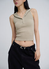 Julie Pig Ribbed Snap Hood Sleeveless