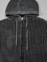 (UNISEX) ダイメッシュフードジップアップニット