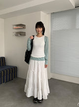 Zahini Ribbon Shirring Banding Long Skirt