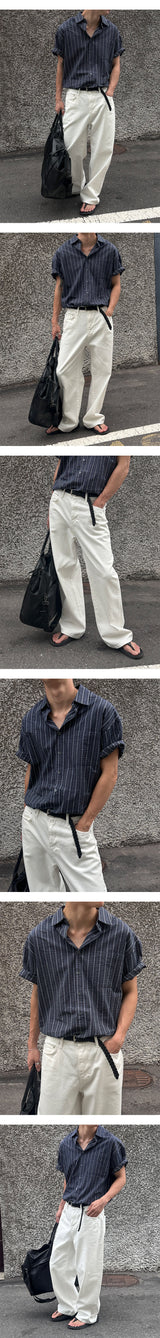 [S/S] Multi stripe half shirts(2color)