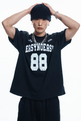 88 フットボール半袖Tシャツ- BLACK