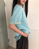 ハロムコントラストロールアップ半袖Tシャツ