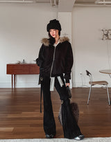 Rico Brushed Fur Two Way Hood Zip-Up