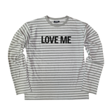LOVE ME Stripe Long T-shirt Grey
