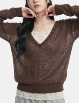 Claire Button V-Neck Loose Knit