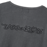 Layered Loose Waffle Henley Neck Long Sleeve Tee - FADE CHARCOAL