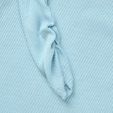 Ribbed long sleeves shirring tee_blue