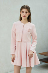 LANI TWEED CARDIGAN / PINK
