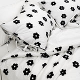 Black Flower Ribbon Pillowcase