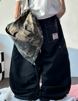 バックパッチ 🇺🇸 コットンリベットバルーンロングパンツ🍰💚🤎🖤 - 4 カラーズ