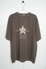 ウォッシュ加工スターオーバーサイズTシャツ (ブラウン)