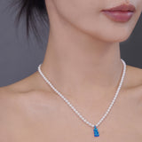 Petit Bear Pearl Necklace_Blue