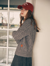 ROUND CABLE LABEL KNIT GRAY