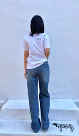 DAISY EMBROIDERED BLUE DENIM PANTS code 25000