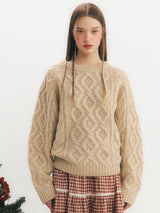 Basic Cable Knitwear (Beige)