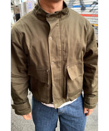 Neck Belt Crop Bomber Jacket