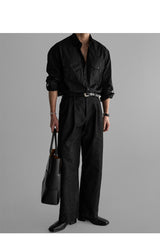 Stitch Roll Up Shirt [Black]