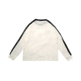 PEANUT STAIN - 4 Stripes Arm Ivory Boxy Long Sleeve Tshirt