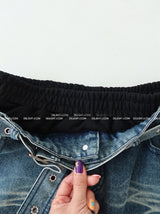 denim coloring belt SET maxi long skirt