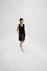 Linen oval neck knit, Black