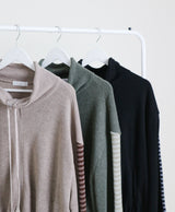 Hakata Stripe Coloring String Knitwear Zip-Up