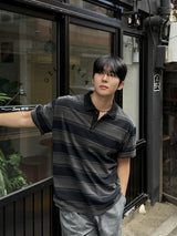 Peak stripe collar t-shirt