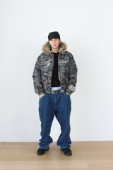 Cropped Fur Hood MA-1 Jacket (Camo)