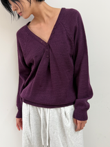 Button deep v neck knit(5color)