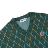 XTK171 Argyle V-Neck Pullover Knit (GREEN)