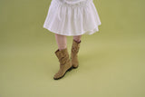 Suede buckle boots_beige
