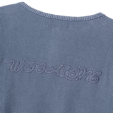 Layered Loose Waffle Henley Neck Long Sleeve Tee - FADE NAVY