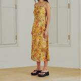 Sheer Flower Long Dress (YELLOW)