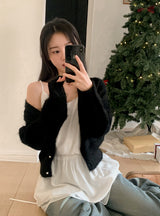 [SHOPPERMADE] シルキーシフォンレイヤードスリーブレスミニドレス