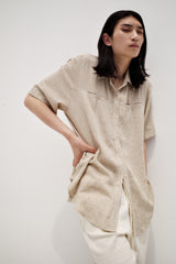 Cotton blend tweed shorts, Cream