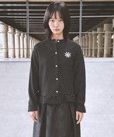 Dot Frill Daisy Logo Kint Cardigan_Black