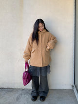 Syasdeulo Quilted Boucle Hood Half Coat Jacket