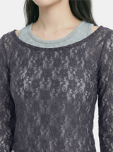 Double Neck Sheer Lace Top