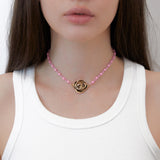 CANDY BALL ROSE CHOKER (PINK)