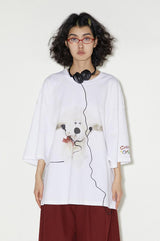 ゆったりとした通気性の良いサマーゆったりサイズ半袖白Tシャツ