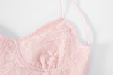 lace backless top pink butterfly
