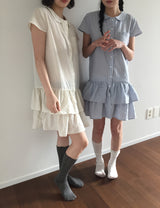 Twin Shirt フリルワンピース (2color)