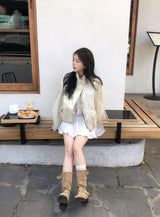 シャーリングバックルミドルブーツ (2color)