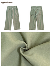 khaki cotton jeans wide casual pants