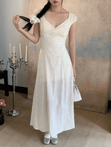 Ivory Punching Layered Long Dress