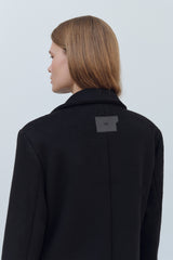 SIDE CUT OUT SINGLE WOOL COAT - BLACK