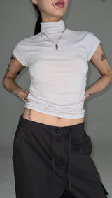 HALF NECK SHIRRING T-SHIRTS