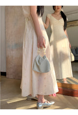 Ivory Punching Layered Long Dress